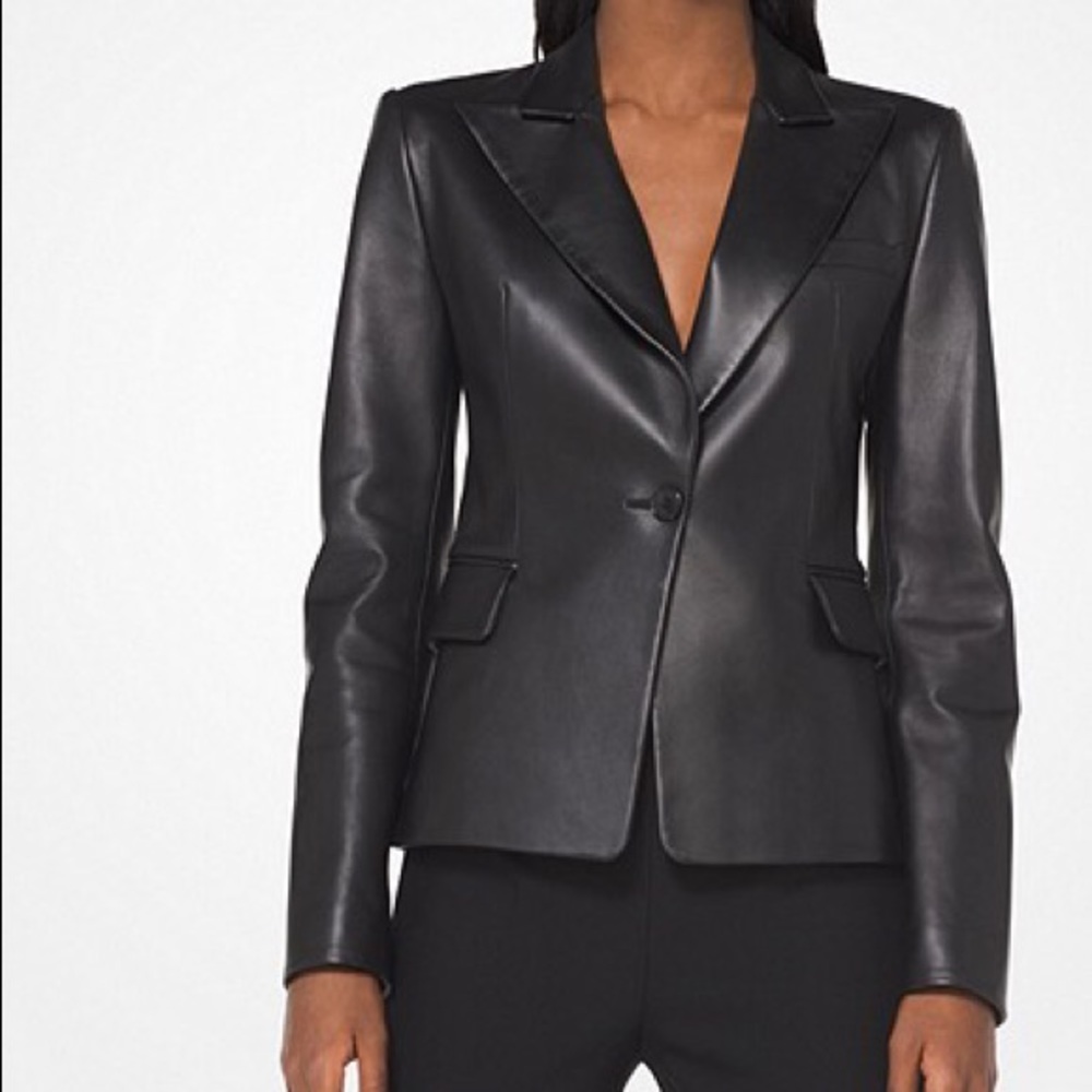 Michael Kors soft black leather blazer